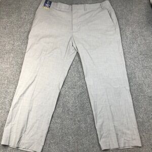 JM Haggar Men's Plaid Classic Fit Premium Flex Waistband Dress Pants 44x30 Grey